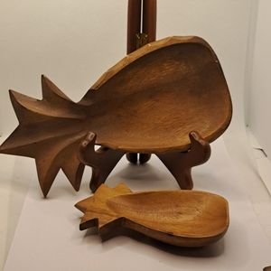 Vintage Pineapple Hand Carved Wooden Bowls.